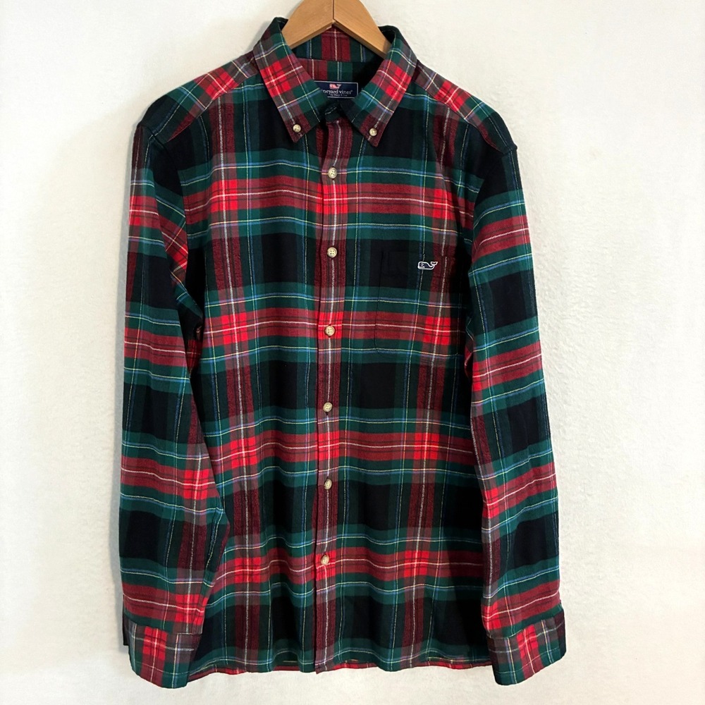 Vineyard Vines Plaid Flannel Shirt Men Size L Long Sleeve Cabin Gorpcore Outdoor